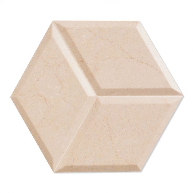 Dekor Marmor Heksagon Vægflise Zaire Beige Mat-Relief 29x33 cm-1